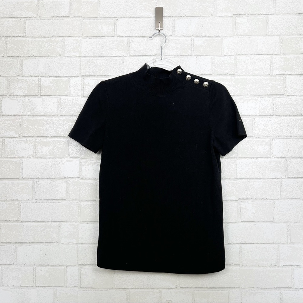 Talbots Short Sleeve Black Knit Sweater New